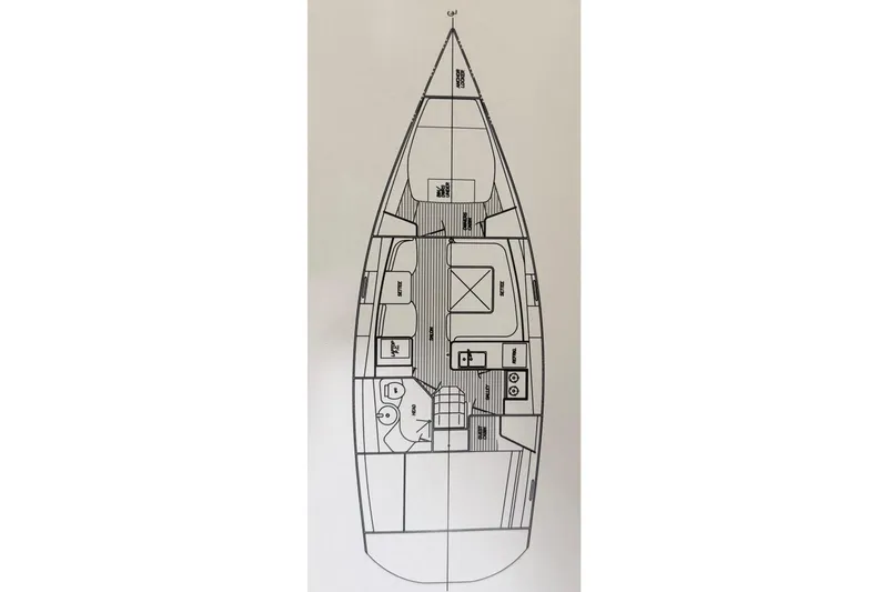 Slide: The Image of Floor plan of a 2012 Catalina 355 sailboat, showcasing interior layout and design. - 25
