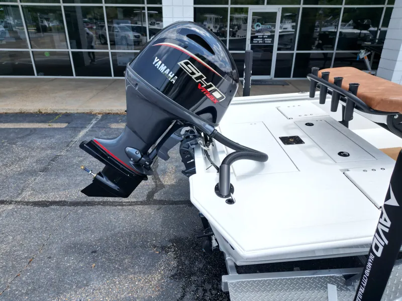 Slide: The Image of Avid 19 FSX 2026 boat with Yamaha outboard motor. - 9