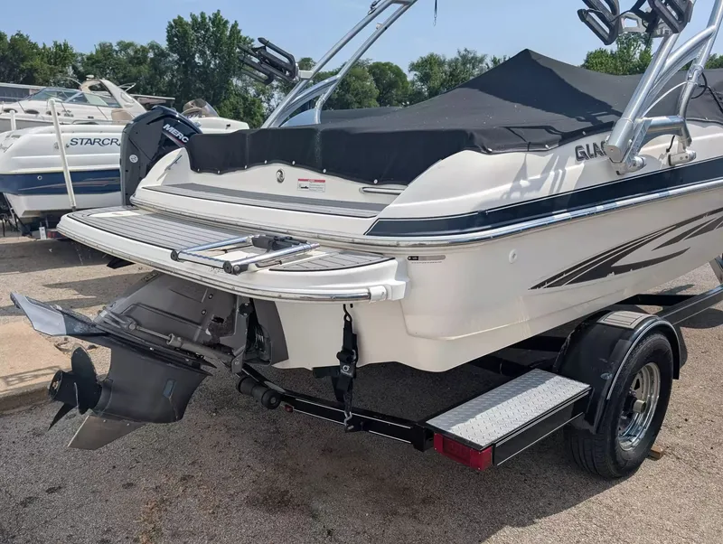 Slide: The Image of 2008 Glastron GT 205 boat on trailer, rear view. - 3