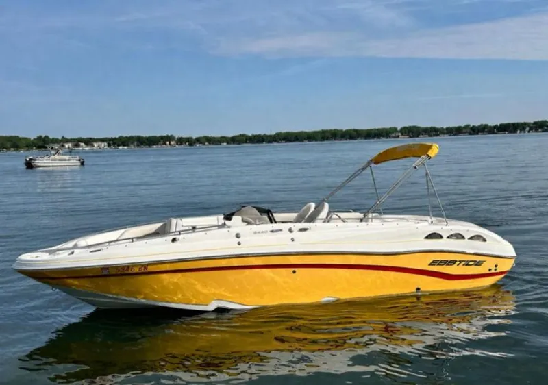 The Image of Yellow 2012 Ebbtide 2460 boat on calm water. - 0