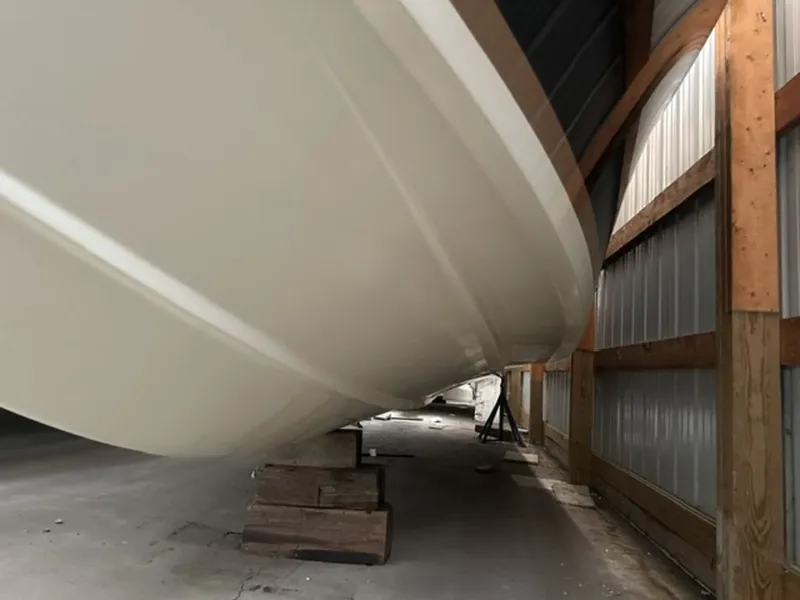 Slide: The Image of 2022 Chris-Craft Launch 28 GT stored in a warehouse. - 4