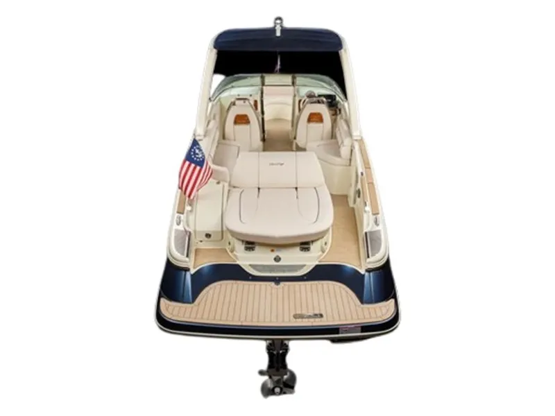 Slide: The Image of 2022 Chris-Craft Launch 28 GT boat, luxurious design, rear view. - 6