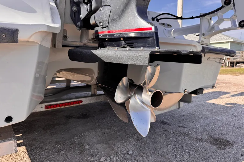 Slide: The Image of Close-up of a Waterman K-18 boat propeller, 2006 model, on a trailer. - 9