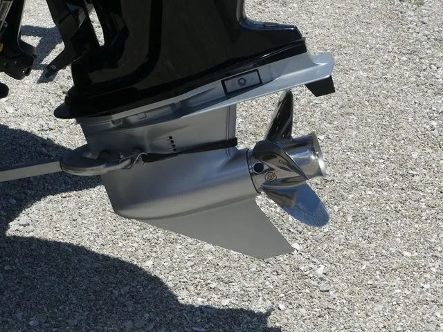 Slide: The Image of Close-up of a 2022 Triton 179 TrX boat propeller. - 10