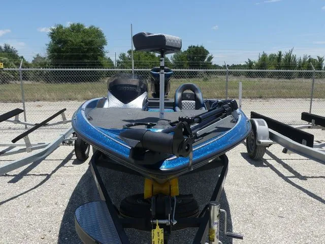 Slide: The Image of 2022 Triton 179 TrX boat on trailer, front view. - 2