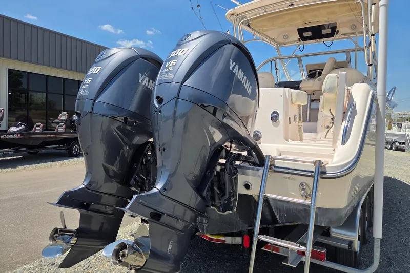 Slide: The Image of 2007 Grady-White Express 305 boat with twin Yamaha V6 outboard engines. - 4