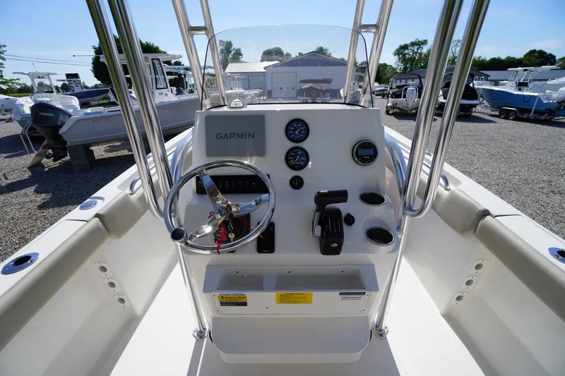 Slide: The Image of 2025 Key West 203 FS boat dashboard with Garmin navigation system. - 20