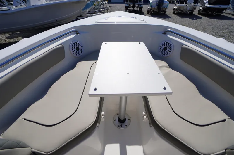 Slide: The Image of Interior of 2025 Key West 203 FS boat with seating and table setup. - 31