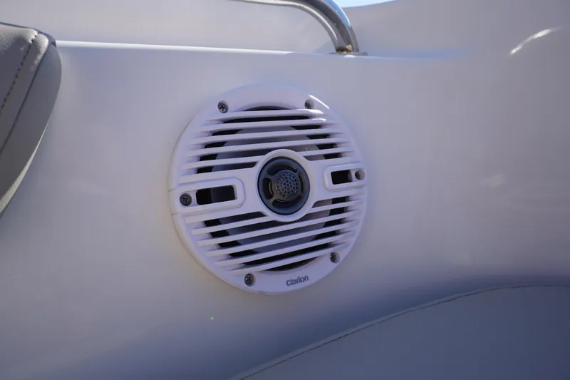 Slide: The Image of Close-up of a Clarion speaker on a 2025 Key West 203 FS boat. - 43