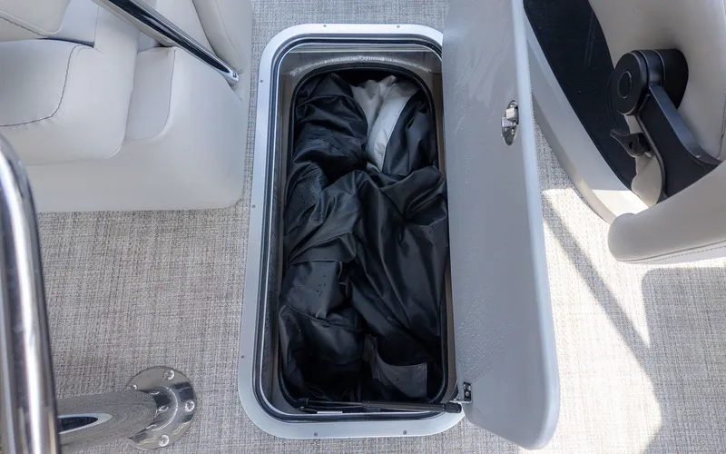 Slide: The Image of Storage compartment in Barletta Cabrio 24UE boat, model 2026. - 11