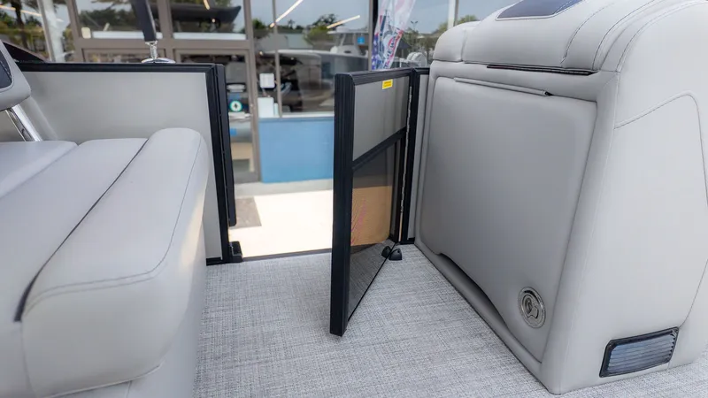 Slide: The Image of Interior of 2026 Barletta Cabrio 24UE with gray upholstery. - 13