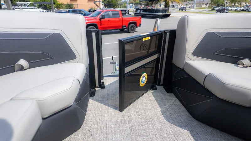 Slide: The Image of Interior of 2026 Barletta Cabrio 24UE with gray seating. - 17
