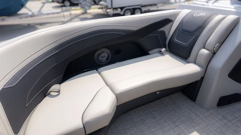 Slide: The Image of Interior of 2026 Barletta Cabrio 24UE with luxurious seating. - 18