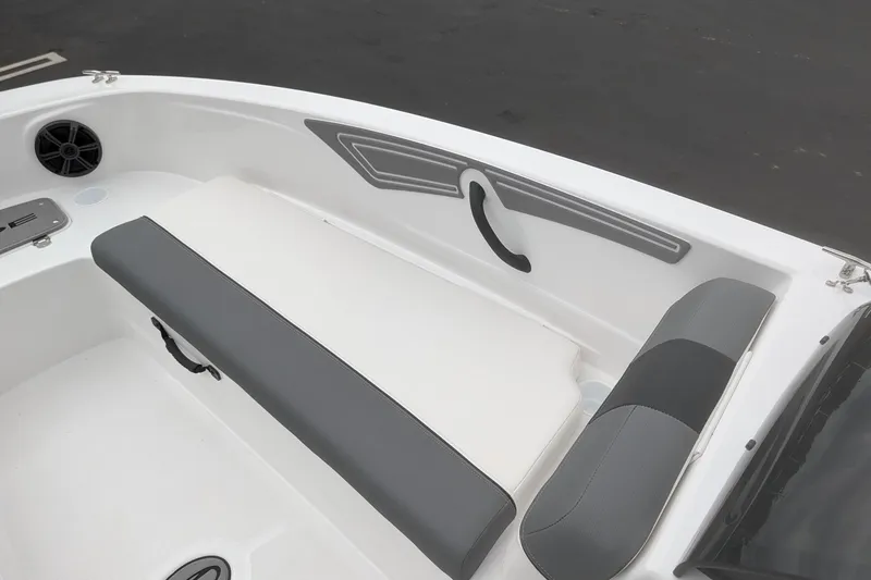 Slide: The Image of Interior of 2026 Tahoe T21 boat featuring sleek seating and modern design elements. - 10