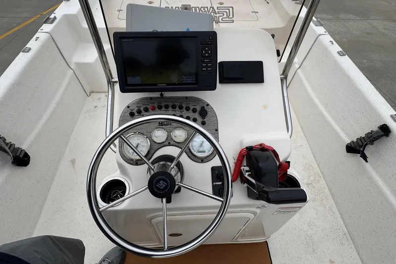 Slide: The Image of Helm console of a 2016 Carolina Skiff 218 DLV boat. - 7