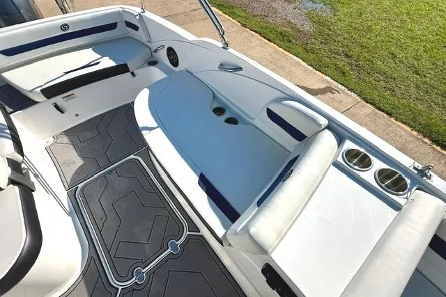 Slide: The Image of 2021 Hurricane SunDeck Sport 185 OB interior with spacious seating and modern design. - 11