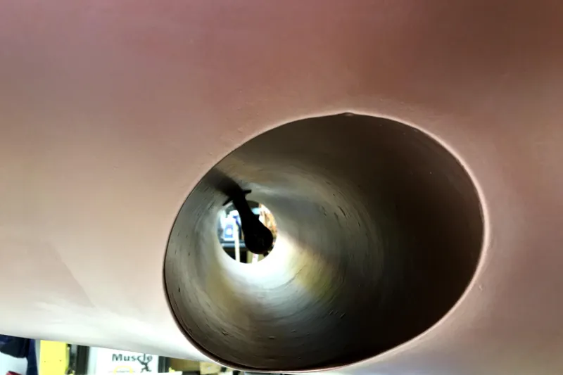 Slide: The Image of Close-up of a Sabre 386 sailboat's bow thruster tunnel, 2007 model. - 153