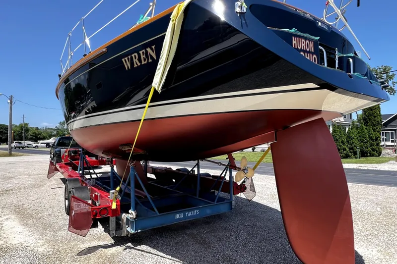 Slide: The Image of 2007 Sabre 386 sailboat "Wren" on trailer in Huron, Ohio, ready for transport. - 17