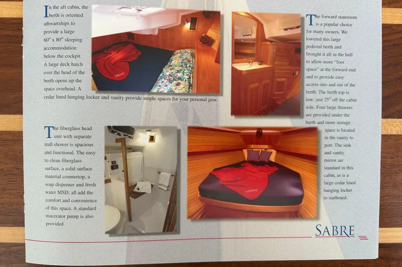 Slide: The Image of Interior views of a 2007 Sabre 386 yacht, showcasing cabins and amenities. - 172