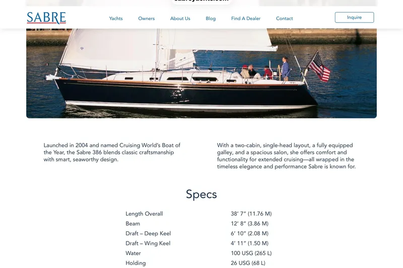 Slide: The Image of Sailing yacht Sabre 386, 2007 model, cruising with passengers on a sunny day. - 176