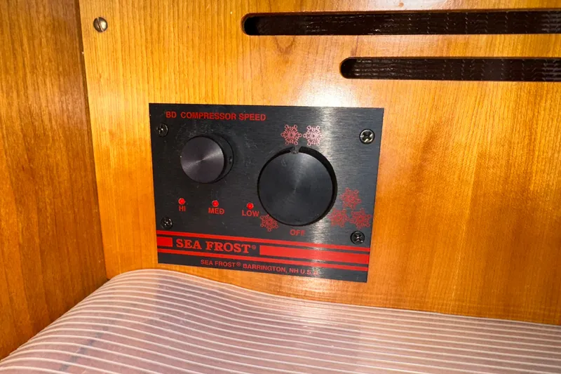 Slide: The Image of Control panel for Sea Frost compressor in 2007 Sabre 386 yacht interior. - 44