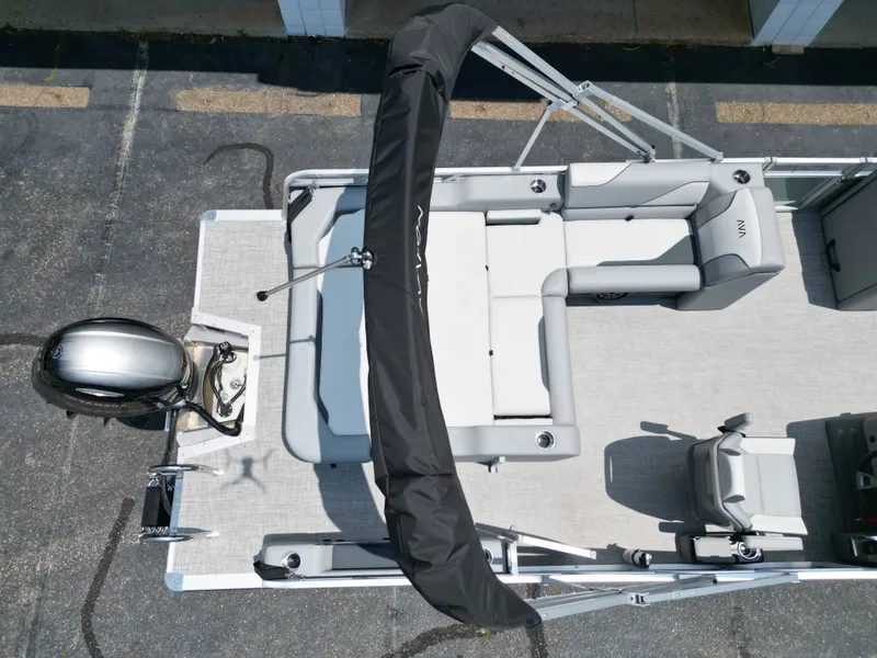 Slide: The Image of Aerial view of Avalon VNT VRB21 pontoon boat, model year 2026. - 5