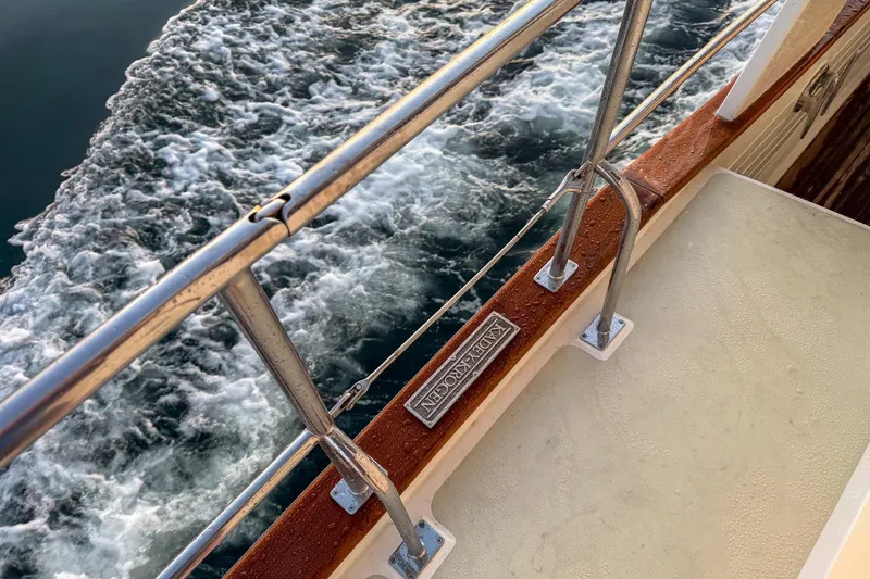 Slide: The Image of Kadey-Krogen 48 North Sea yacht deck with ocean waves, 2008 model. - 53