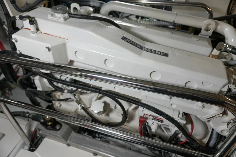Slide: The Image of Engine of a 2008 Kadey-Krogen 48 North Sea yacht, featuring a John Deere motor. - 67