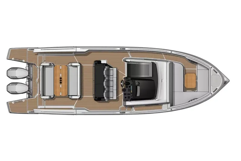 Slide: The Image of Top view of 2026 Beneteau Gran Turismo 35 yacht layout with twin engines. - 17