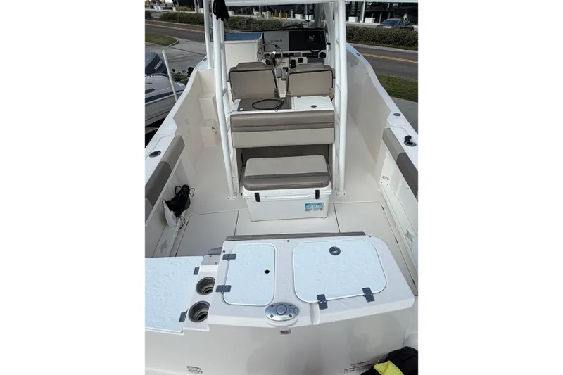 Slide: The Image of 2020 Solara S-250 CW boat interior with seating and control panel. - 7