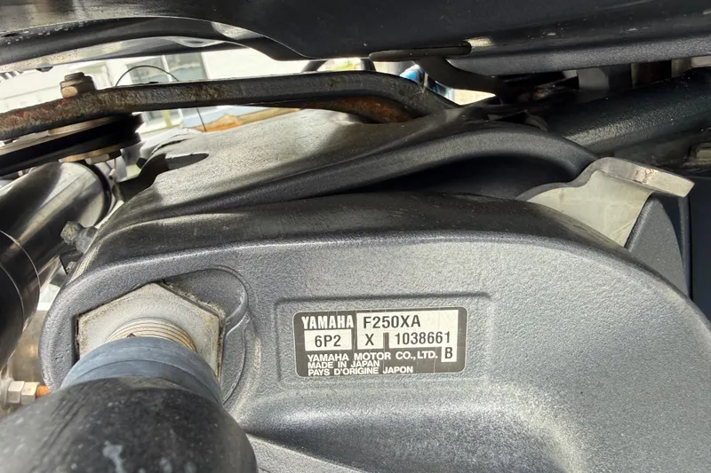 Slide: The Image of Yamaha F250XA engine detail on a 2014 Key West 239 FS boat. - 15