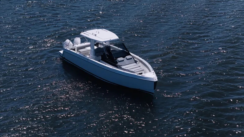 The Image of Schaefer V33SF 2027 boat on calm waters. - 0
