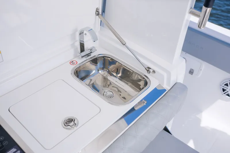 Slide: The Image of Schaefer V33SF 2027 boat kitchenette with stainless steel sink. - 13