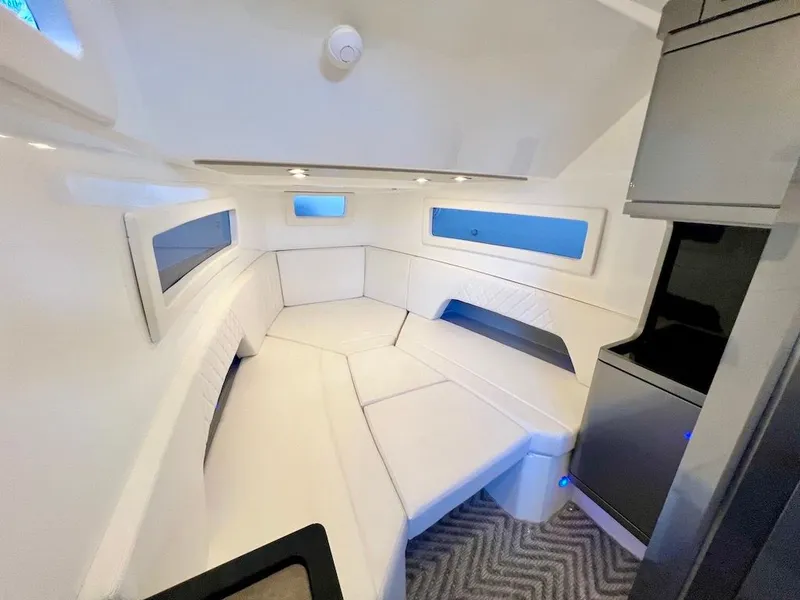 Slide: The Image of Interior of Schaefer V33SF yacht, modern and luxurious, year 2027. - 24