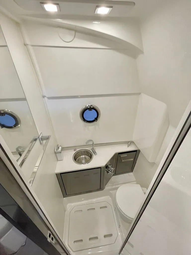 Slide: The Image of Modern bathroom in Schaefer V33SF boat, year 2027. - 28