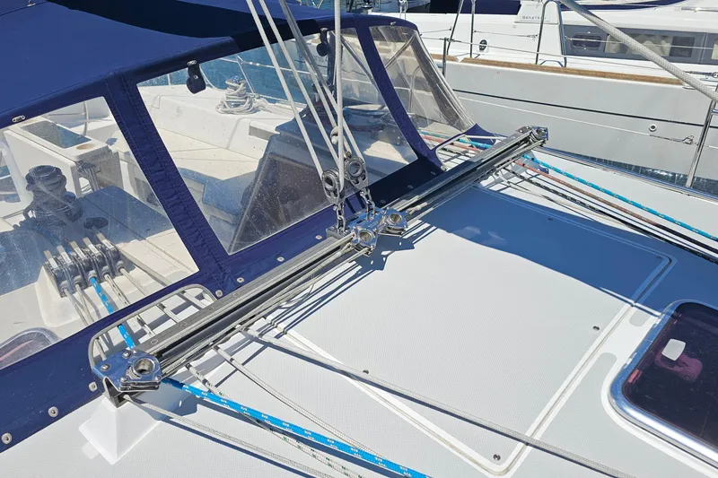 Slide: The Image of Sailing yacht Catalina 42 MkII, 2006 model, featuring deck rigging and blue canopy. - 14