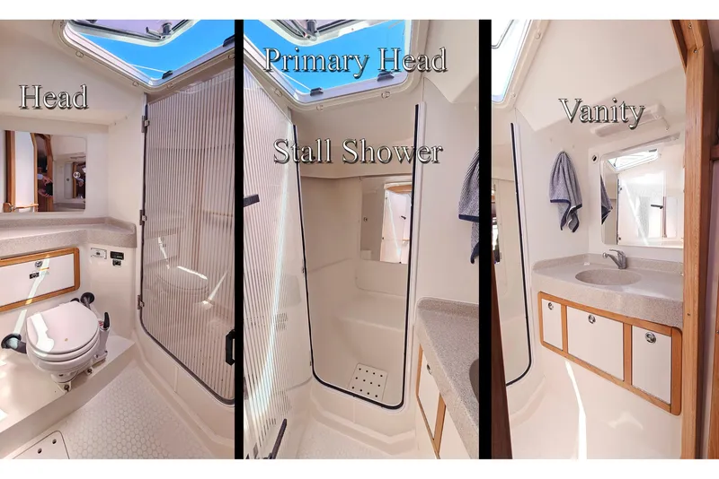 Slide: The Image of Catalina 42 MkII 2006 yacht bathroom with head, stall shower, and vanity. - 31