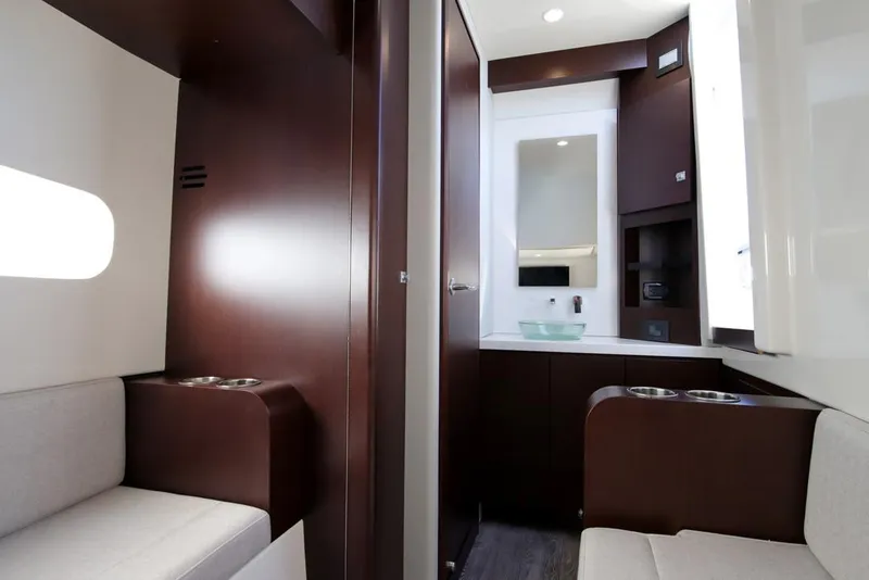 Slide: The Image of Manufacturer Provided Image: Luxurious interior of 2026 Jupiter 43 yacht with modern furnishings and elegant design. - 9