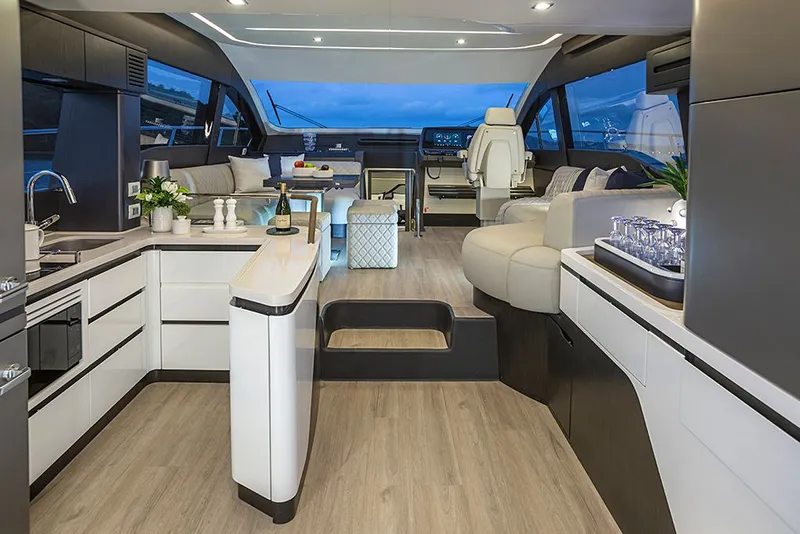 Slide: The Image of Luxurious interior of Schaefer 600 yacht, model year 2027. - 18