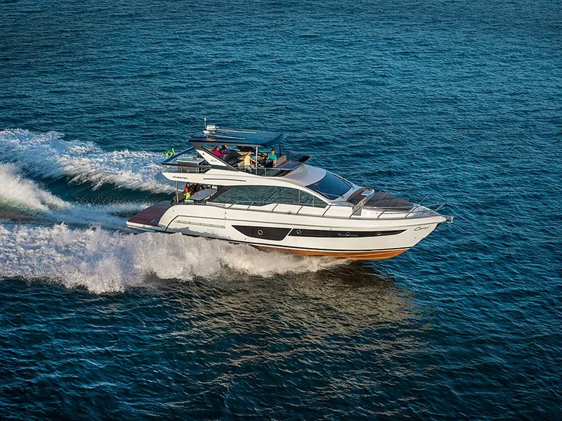 Slide: The Image of Luxury yacht Schaefer 600 from 2027 on open sea. - 27