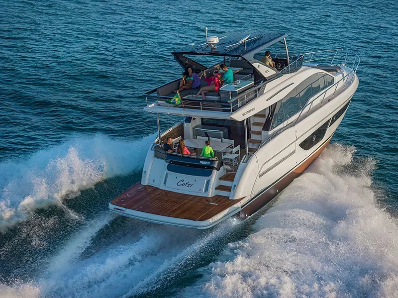 Slide: The Image of Luxury yacht Schaefer 600 from 2027 cruising on the sea. - 29