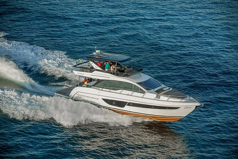 Slide: The Image of Luxury yacht Schaefer 600 from 2027 cruising on open sea. - 4