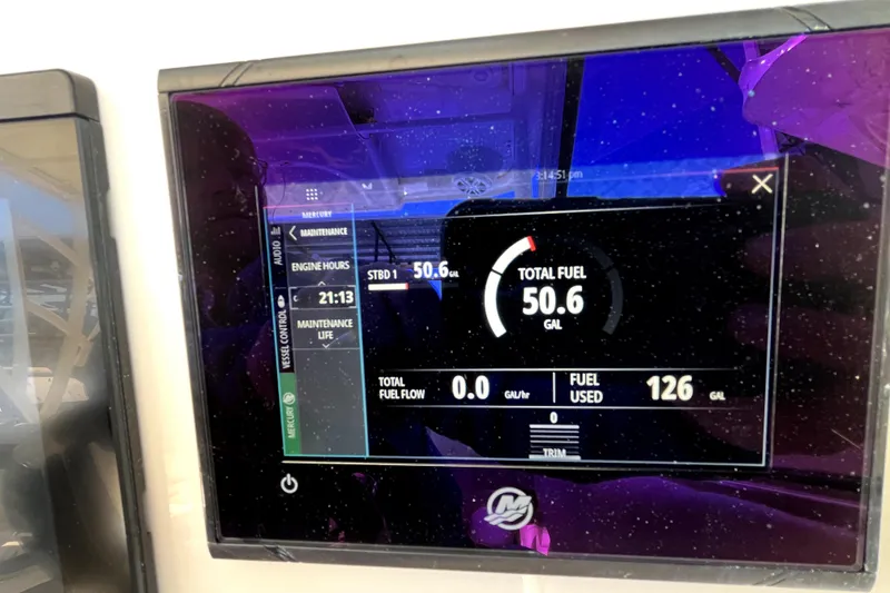 Slide: The Image of Display screen showing fuel data on 2024 Sailfish 245 DC boat. - 39