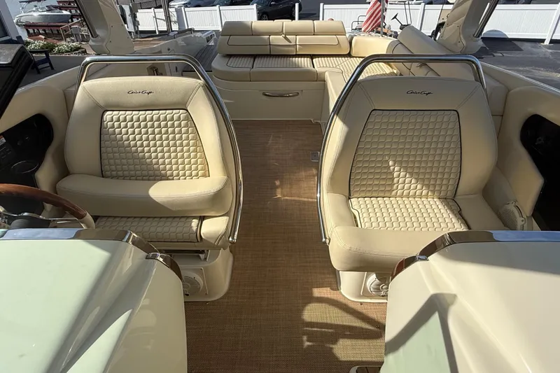 Slide: The Image of 2020 Chris-Craft Launch 31 GT interior with luxurious beige seating and elegant design. - 20
