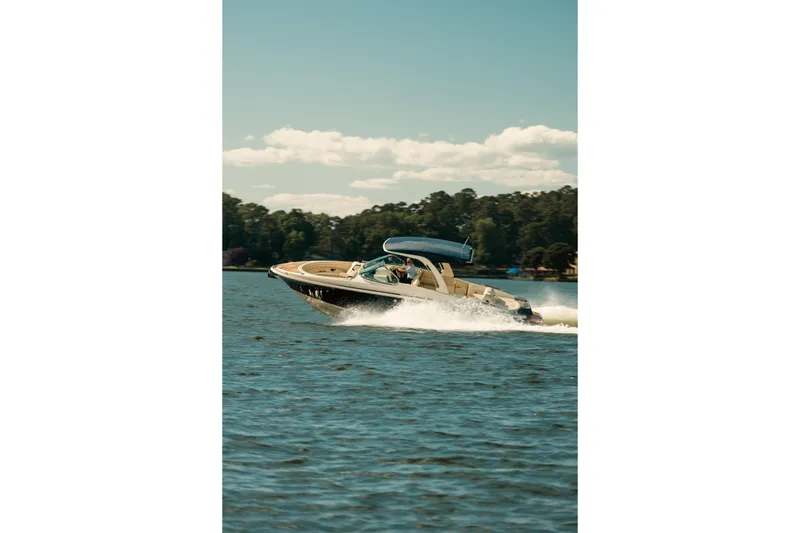 Slide: The Image of 2020 Chris-Craft Launch 31 GT interior with luxurious beige seating and elegant design. - 6