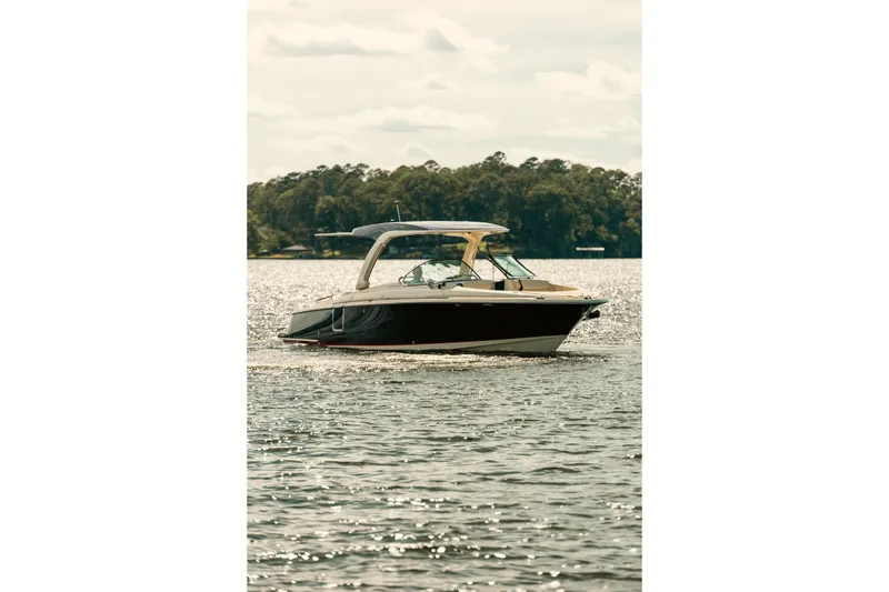 Slide: The Image of 2020 Chris-Craft Launch 31 GT boat seat with elegant beige upholstery. - 8