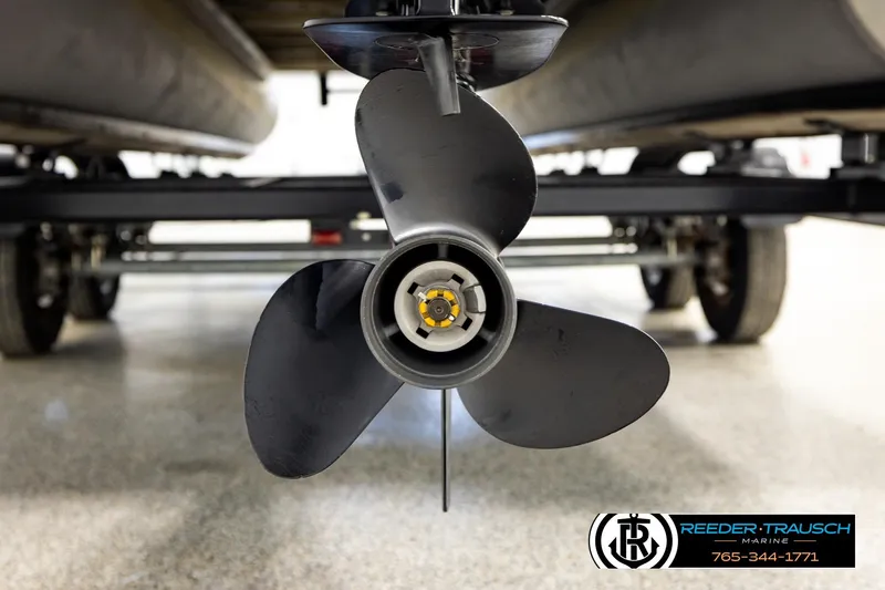 Slide: The Image of Close-up of a 2023 Avalon VEN CR boat propeller on a trailer. - 53