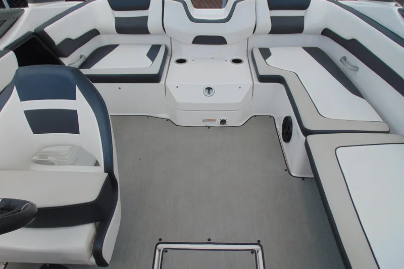 Slide: The Image of 2021 Yamaha Boats AR195 interior with sleek seating and modern design. - 11