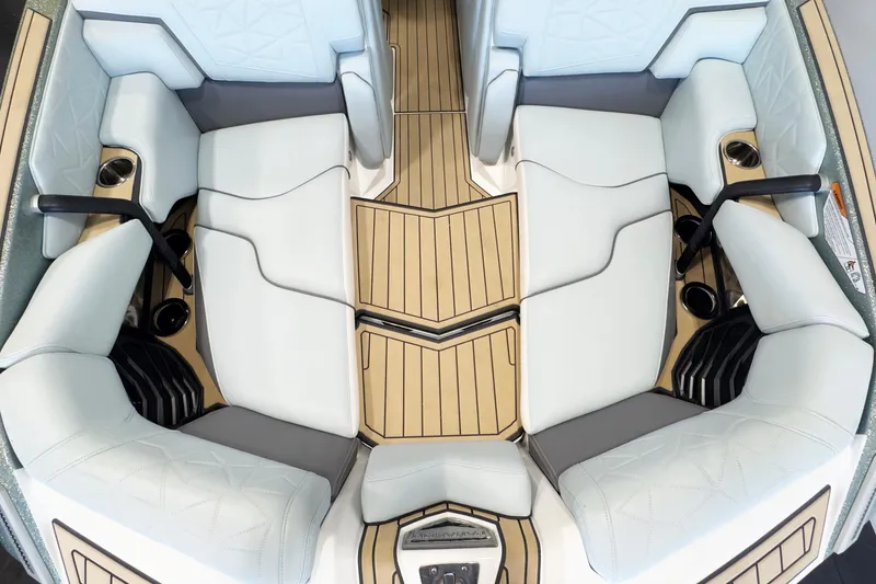 Slide: The Image of 2020 Nautique Super Air Nautique G23 Paragon interior with luxurious seating and cup holders. - 6