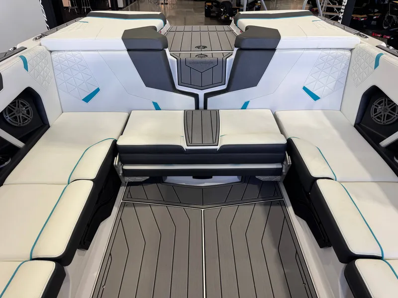 Slide: The Image of Interior of the Nautique Super Air Nautique GS22 with modern seating and stylish design. - 27